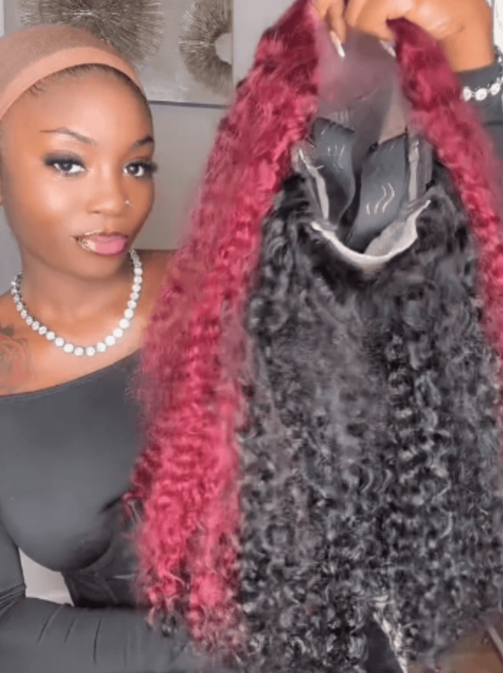 Dorsanee Buy 1 Get 2 Color Black Honey Blonde 99J Red Peekaboo 4x4 Wear Go Glueless Lace Closure Kinky Curly Human Hair Wigs