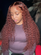 Dorsanee Chocolate Reddish Brown Jerry Curly 13x4 Lace Front Pre-plucked Human Hair Wig