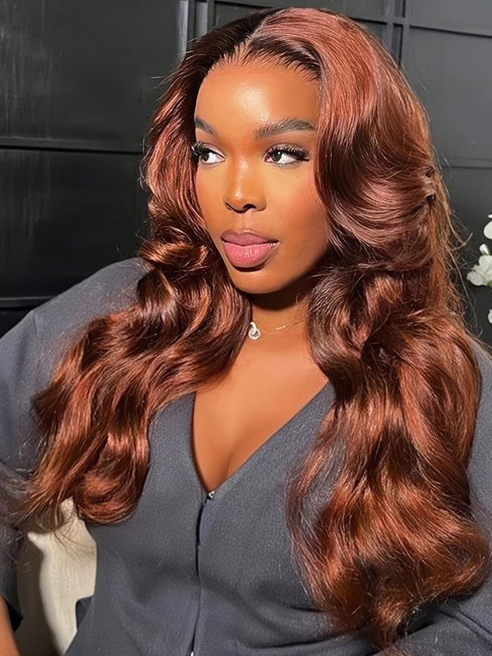 Dorsanee Chocolate Reddish Brown #33 Auburn Color Body Wave 13x4 Lace Front Human Hair Wigs 5x5 Lace Closure Wig
