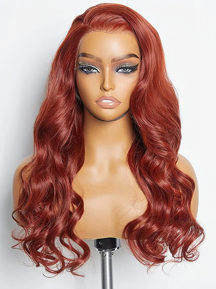 Dorsanee Chocolate Reddish Brown #33 Auburn Color Body Wave 13x4 Lace Front Human Hair Wigs 5x5 Lace Closure Wig Colored Wig