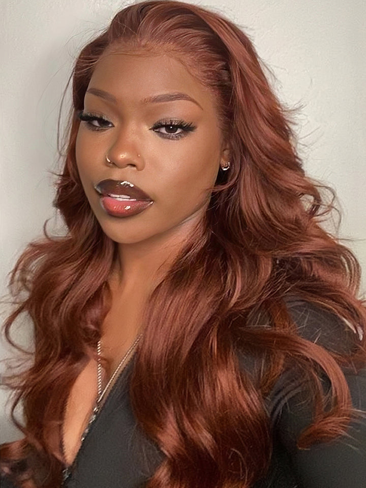 Dorsanee Chocolate Reddish Brown #33 Auburn Color Body Wave 13x4 Lace Front Human Hair Wigs 5x5 Lace Closure Wig For Women