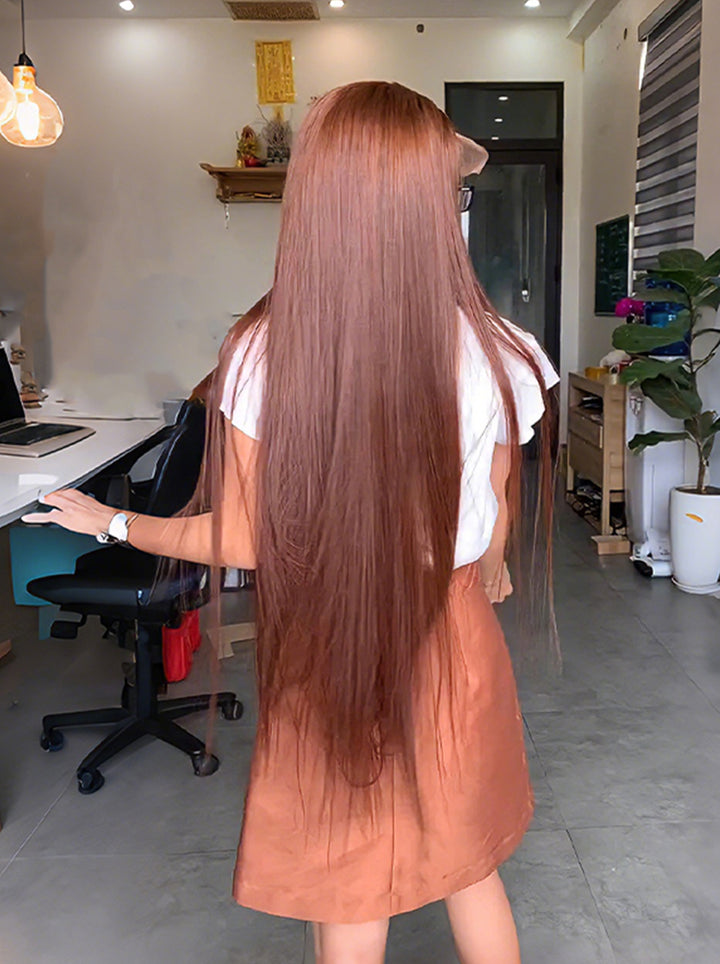 Dorsanee Copper Brown Straight 13x4 Lace Front Human Hair Wig 250 300 Density