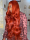 Dorsanee Copper Red 42 40 38 36 34 32 30 inch Knee Length 13x4 Lace Front Human Hair Wigs