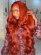 Dorsanee Copper Red 42 40 38 36 34 32 30 inch Knee Length 13x4 Lace Front Human Hair Wigs