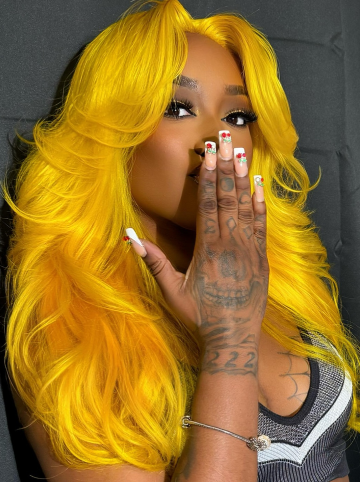 Dorsanee Curtain Bangs Wig Blonde Blue Purple Pink Red Yellow 13x4 Lace Front Human Hair Wigs