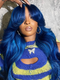Dorsanee Curtain Bangs Wig Blonde Blue Purple Pink Red Yellow 13x4 Lace Front Human Hair Wigs