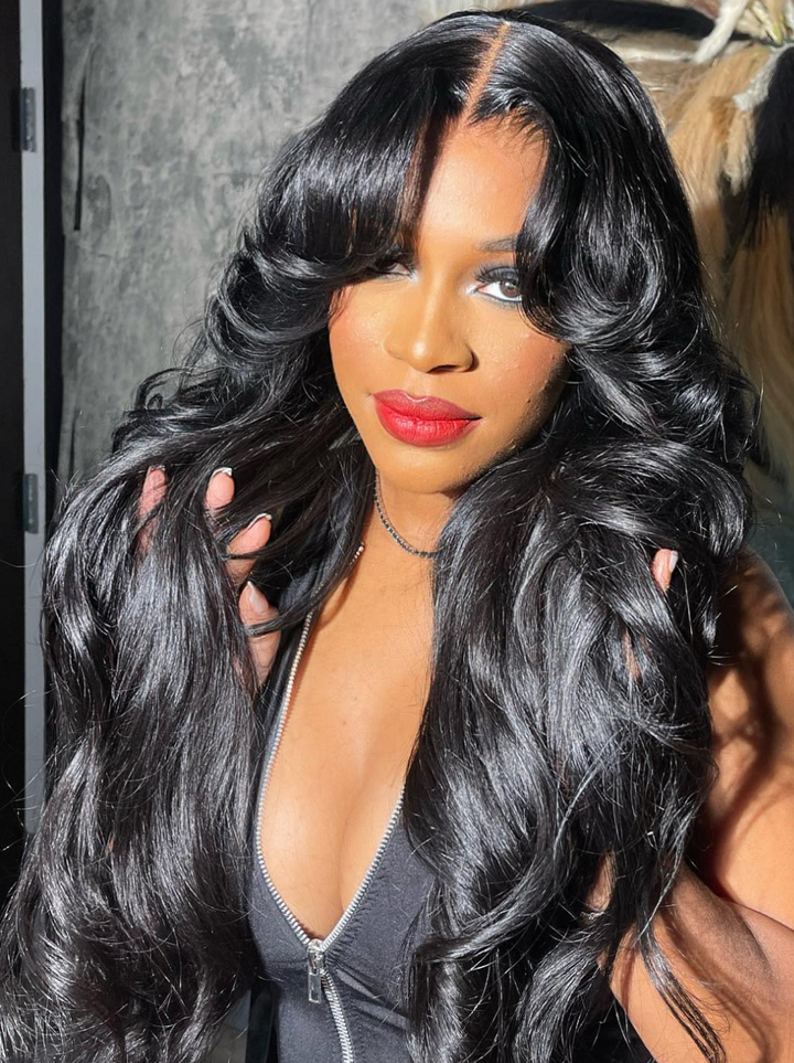 Dorsanee Curtain Bangs Wig Blonde Blue Purple Pink Red Yellow 13x4 Lace Front Human Hair Wigs