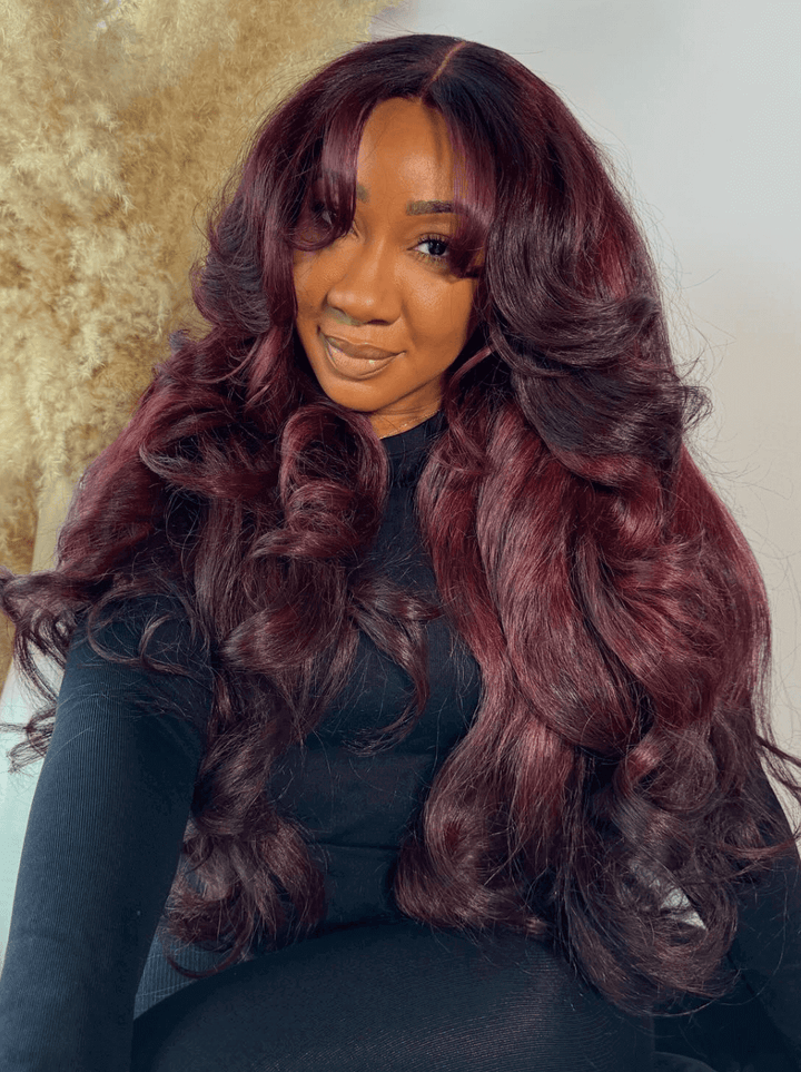 Dorsanee Dark 99J Red 200 250 Density 13x4 Lace Front Human Hair Wigs