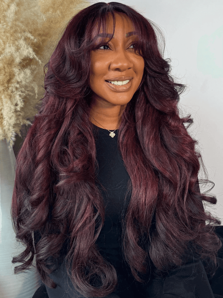Dorsanee Dark 99J Red 200 250 Density 13x4 Lace Front Human Hair Wigs