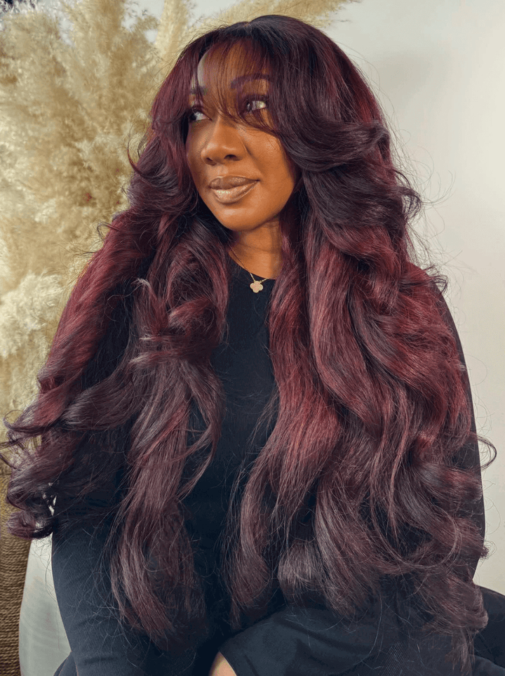 Dorsanee Dark 99J Red 200 250 Density 13x4 Lace Front Human Hair Wigs