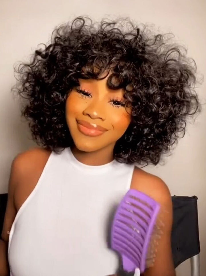 Dorsanee Elegant Short Bob Bouncy Loose Curls 13x4 Lace Front Virgin Human Hair Wigs