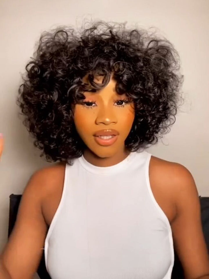 Dorsanee Elegant Short Bob Bouncy Loose Curls 13x4 Lace Front Virgin Human Hair Wigs
