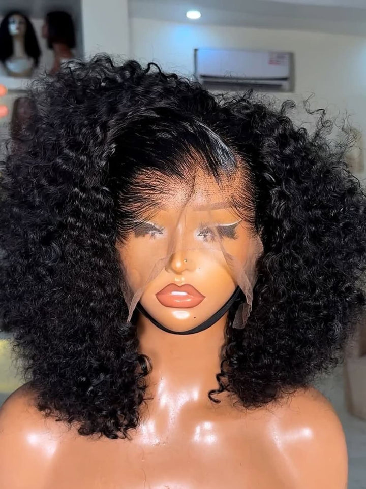 Dorsanee Elegant Short Bob Kinky Curly 13x4 Lace Front Virgin Human Hair Wigs