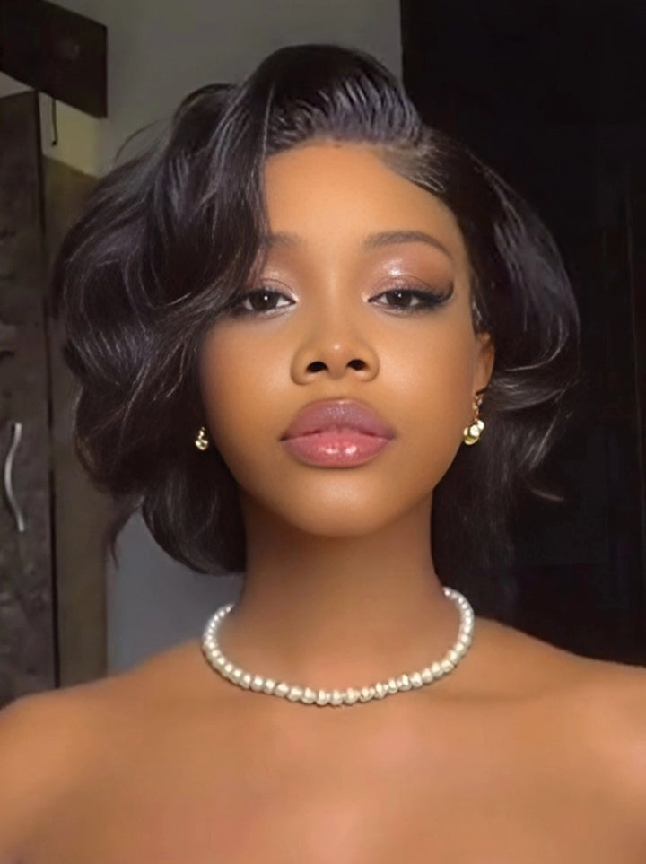 Dorsanee Elegant Short Bob Wavy 13x4 Lace Front Virgin Human Hair Wigs