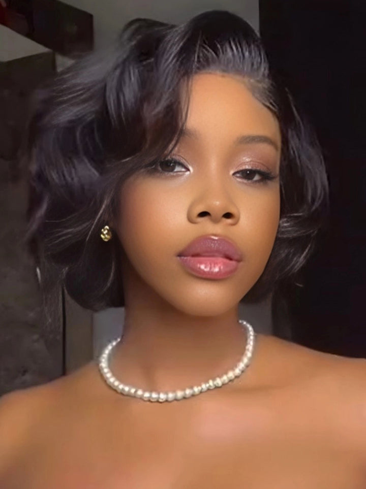 Dorsanee Elegant Short Bob Wavy 13x4 Lace Front Virgin Human Hair Wigs