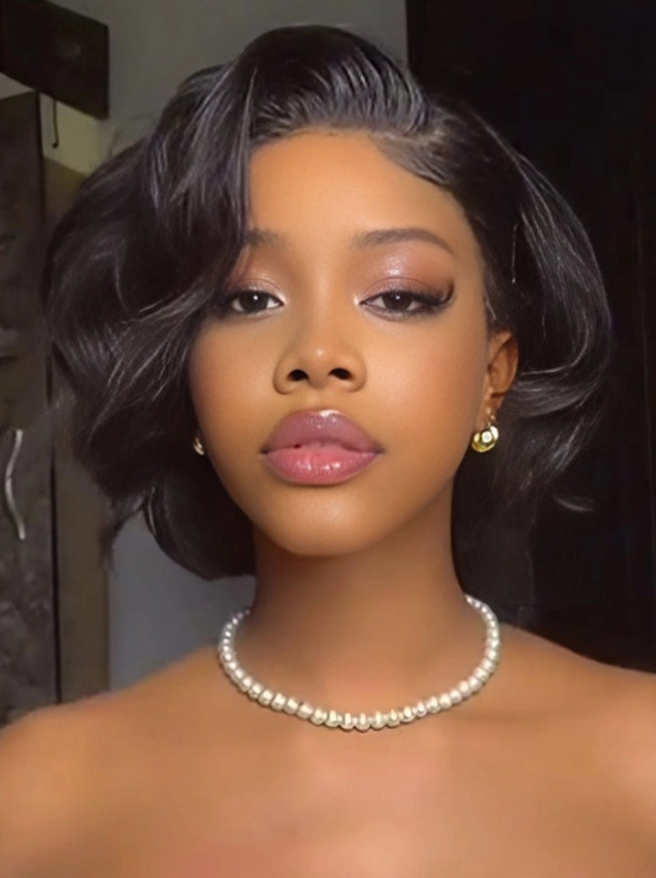 Dorsanee Elegant Short Bob Wavy 13x4 Lace Front Virgin Human Hair Wigs