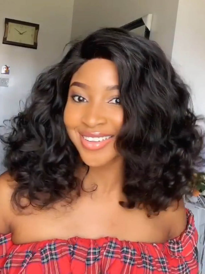 Dorsanee Elegant Shoulder Length Bob Loose Body Wave 13x4 Lace Front Human Hair Wigs