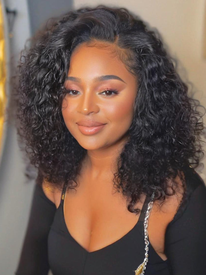 Dorsanee Elegant Shoulder Length Bob Water Wave 13x4 Lace Front Human Hair Wigs