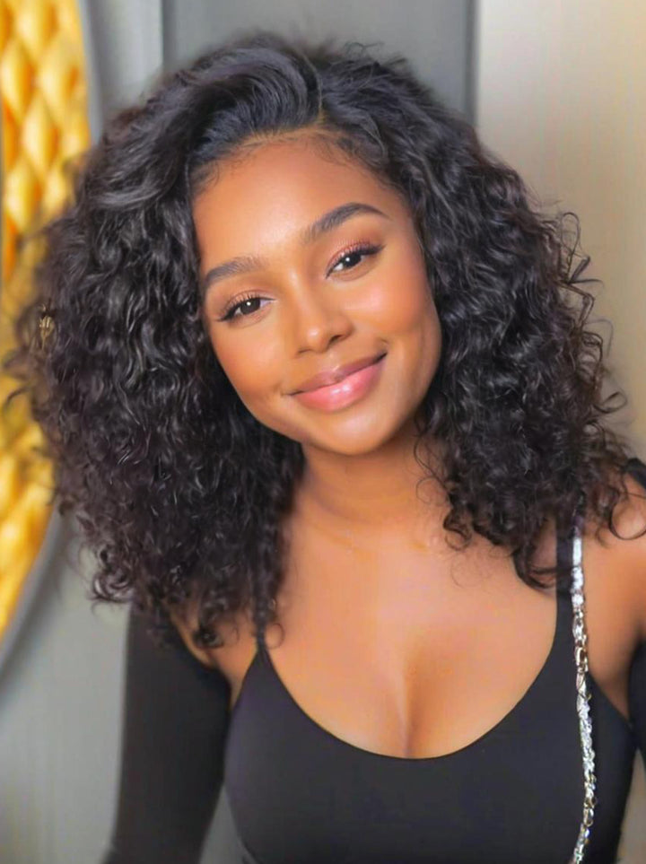 Dorsanee Elegant Shoulder Length Bob Water Wave 13x4 Lace Front Human Hair Wigs