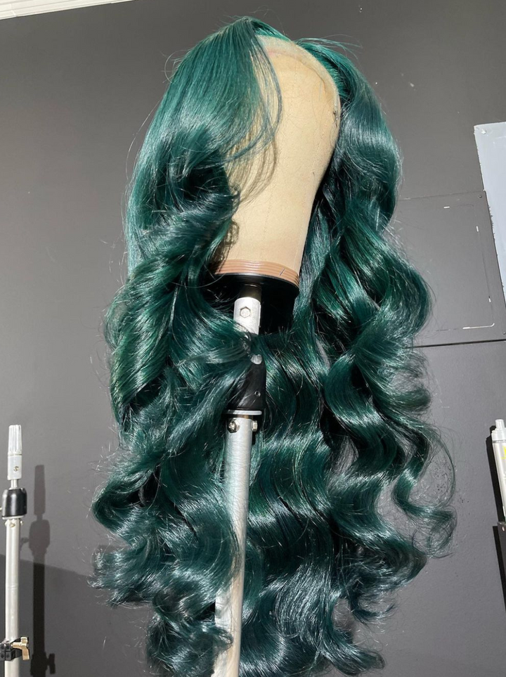 Dorsanee 200 Density Emerald Green 13x4 Lace Front Wave Human Hair Wigs