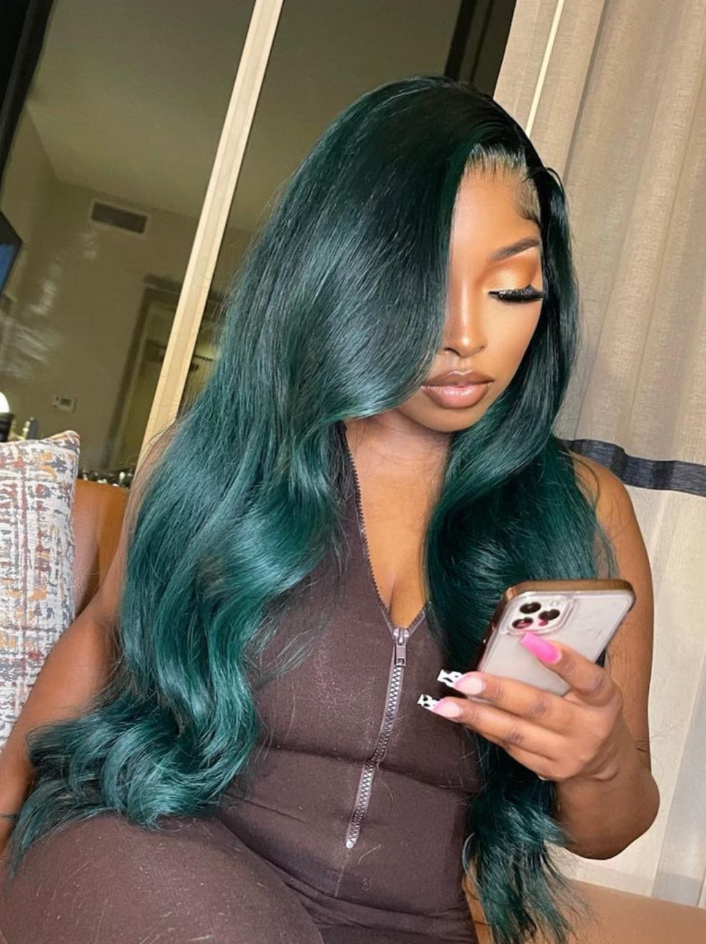 Dorsanee 200 Density Emerald Green 13x4 Lace Front Wave Human Hair Wigs