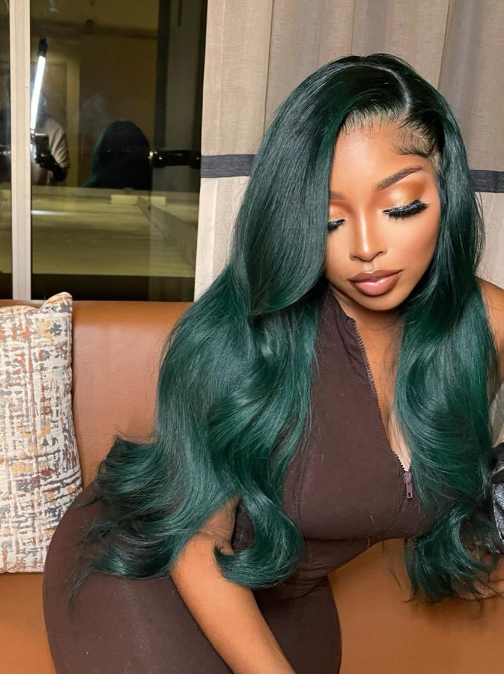 Dorsanee 200 Density Emerald Green 13x4 Lace Front Wave Human Hair Wigs