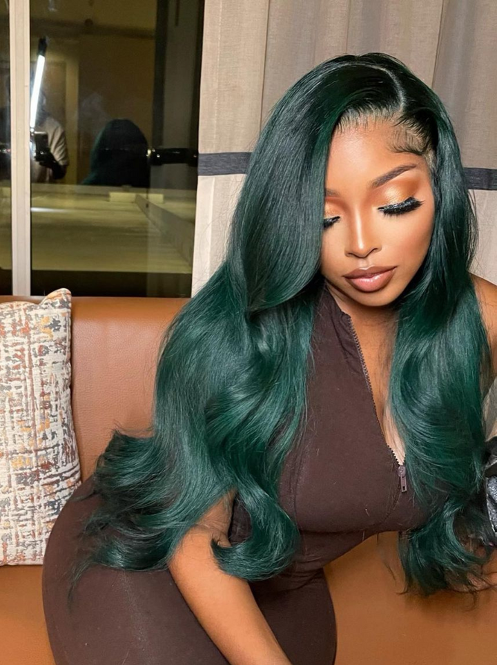 Dorsanee 200 Density Emerald Green 13x4 Lace Front Wave Human Hair Wigs