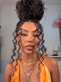 Dorsanee Full Lace Ventilated Part Anywhere Crimped Deep Curly Virgin Human Hair Wigs