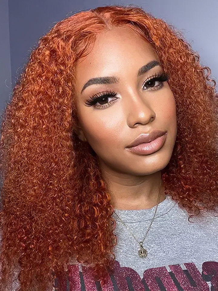 Dorsanee Ginger Orange Jerry Curly Short Bob Wig 4x4 13x4 HD Lace Frontal Human Hair Wigs For Women Wet Look 