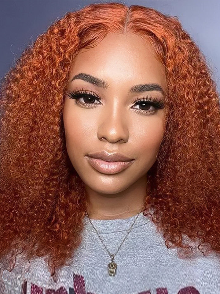 Dorsanee Ginger Orange Jerry Curly Short Bob Wig 4x4 13x4 HD Lace Frontal Human Hair Wigs Wet Look