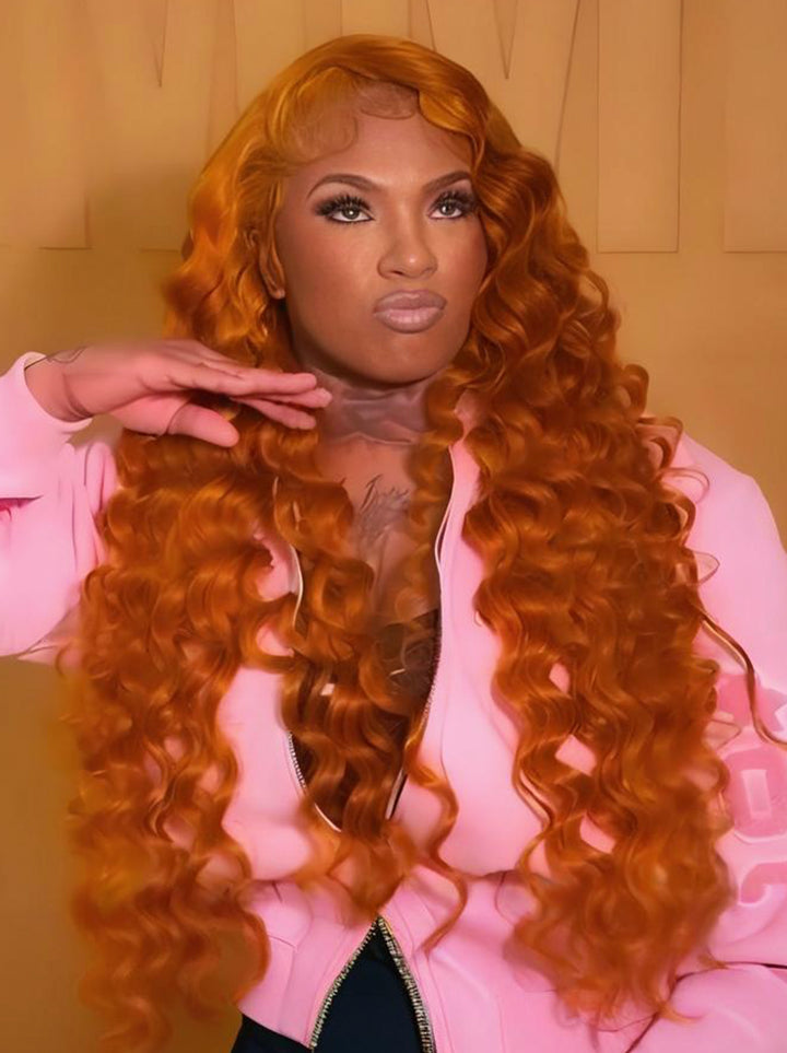 Dorsanee Ginger Reddish Brown Wand Curls 13x4 Lace Front Virgin Human Hair Wig