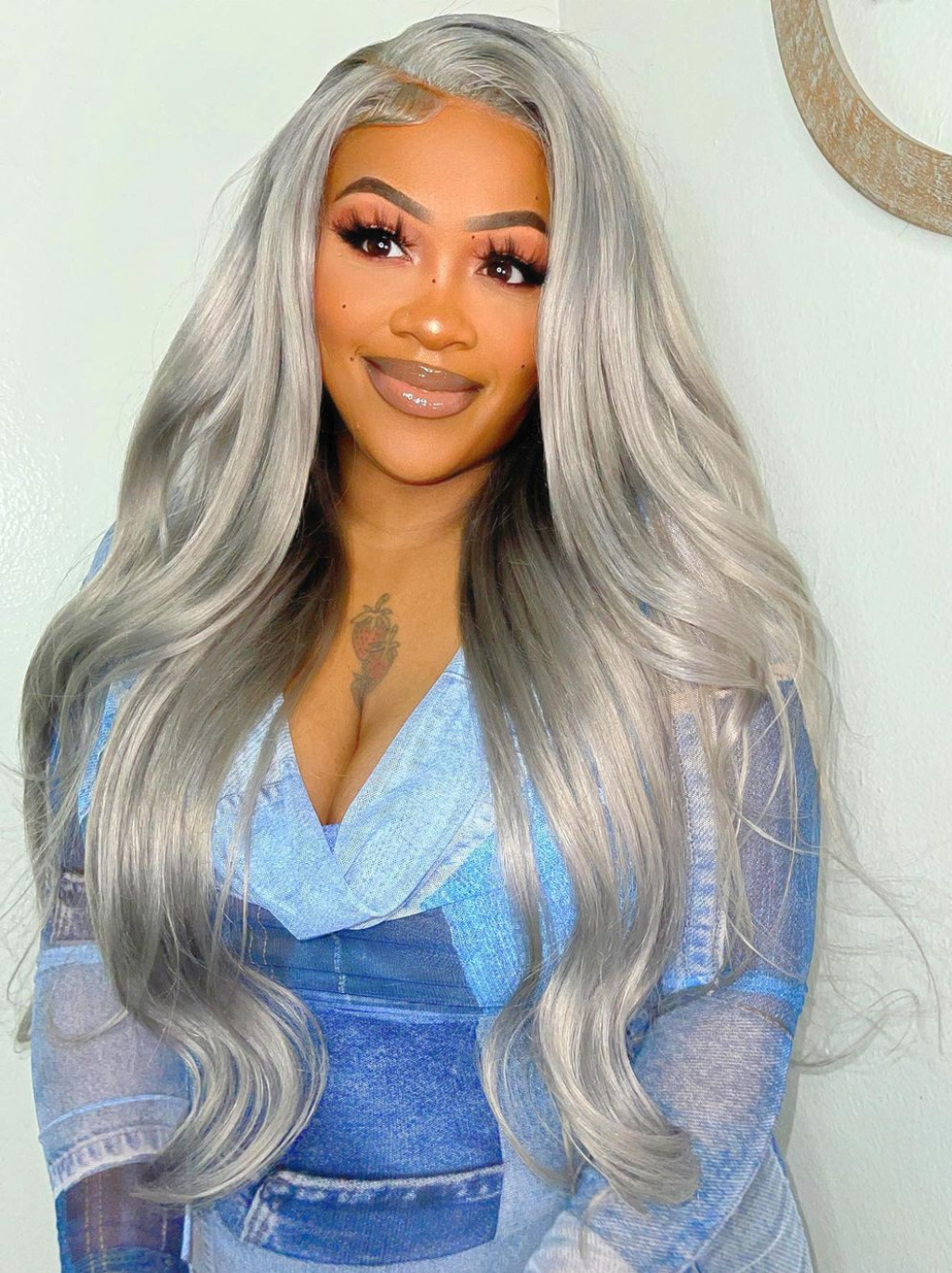 Dorsanee 200 Density Gray 13x4 Lace Front Straight Body Wave Human Hair Wigs