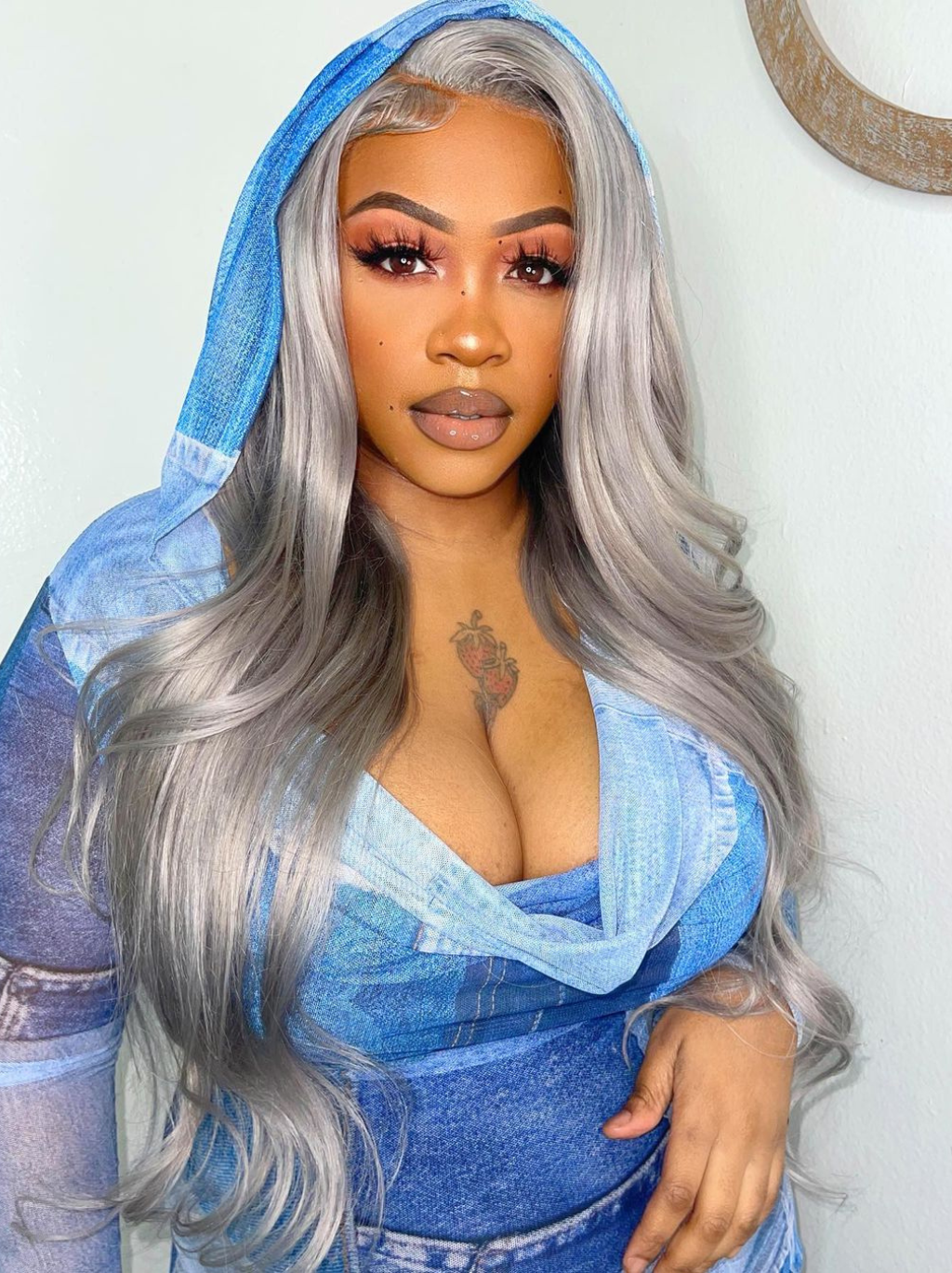 Dorsanee 200 Density Gray 13x4 Lace Front Straight Body Wave Human Hair Wigs