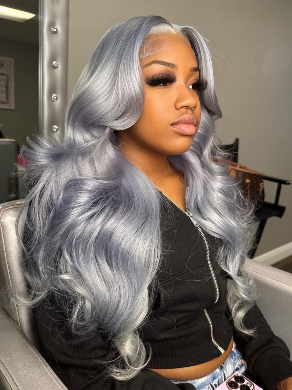 Dorsanee 200 Density Gray 13x4 Lace Front Straight Body Wave Human Hair Wigs