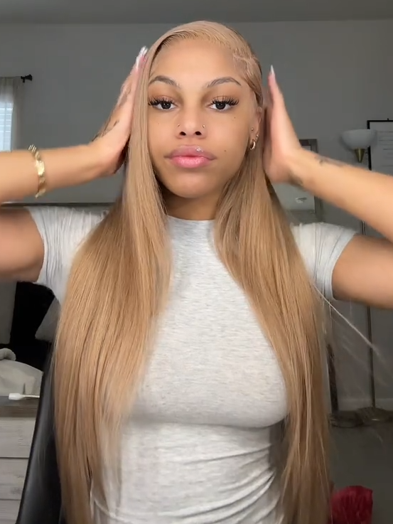 Dorsanee Hair 13x4 Lace Milk Tea Brown Light Flaxen Blonde Pre Cut Lace Long Wig
