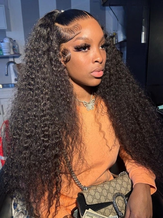 Jerry Curly Hair 360 Lace Frontal Wigs Invisible String Snug Fit 360 ...