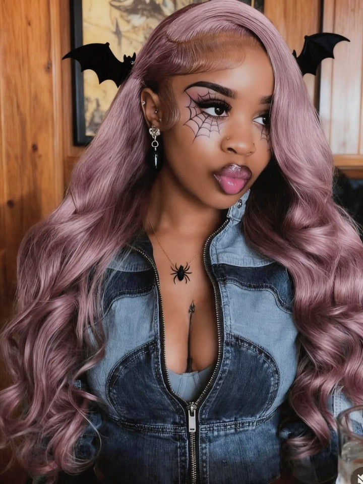 Dorsanee Halloween Cosplay Lavender Purple 200 Density Body Wave 13x4 Lace Front Human Hair Wigs