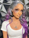 Dorsanee Halloween Cosplay Ombre Gray Purple 13x4 Lace Front Straight Body Wave Human Hair Wigs