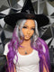 Dorsanee Halloween Cosplay Ombre Gray Purple 13x4 Lace Front Straight Body Wave Human Hair Wigs