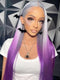 Dorsanee Halloween Cosplay Ombre Gray Purple 13x4 Lace Front Straight Body Wave Human Hair Wigs
