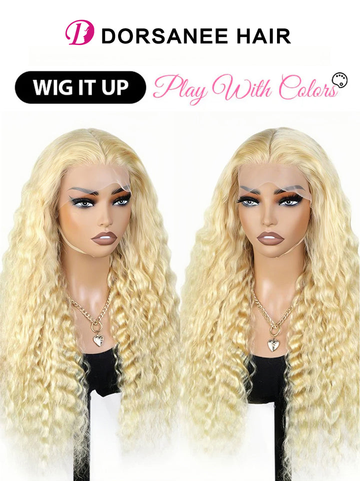 Dorsanee Honey Blonde 613 Deep Wave 13x4 HD Lace Frontal Human Hair Wigs Virgin Hair For Women