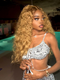 Colored Curly Hair #27 Honey Blonde Water Wave Human Hair Wigs 13x4 Lace Front Wig Dorsanee