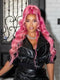 Dorsanee Hot Pink Wavy 13x4 Lace Front Virgin Human Hair Wigs 200 Density