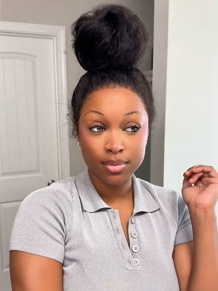 Dorsanee Invisi-Straps 360 Lace Frontal Ventilated Yaki Human Hair Wigs 4c Edge Invisi-Drawstring Snug Fit Wig