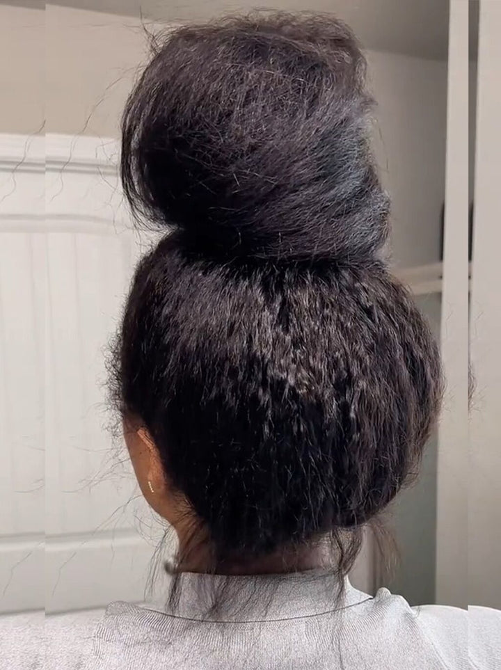 Dorsanee Invisi-Straps 360 Lace Frontal Ventilated Yaki Human Hair Wigs 4c Edge Invisi-Drawstring Snug Fit Wig