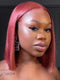 Dorsanee Maroon Brown Short Straight Bob 4x4 13x4 Lace Front Human Hair Wigs For Women