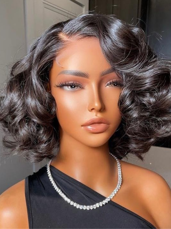 Dorsanee Mature Elegant Short Bob Wig 13x4 Lace Front Wavy Human Hair Wigs