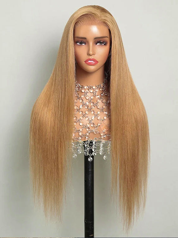 Dorsanee Milk Tea Brown Color Bone Straight 13x4 Lace Frontal Human Hair Wig