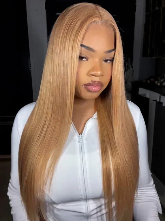 Dorsanee Milk Tea Brown Color Bone Straight 13x4 Lace Frontal Human Hair Wig