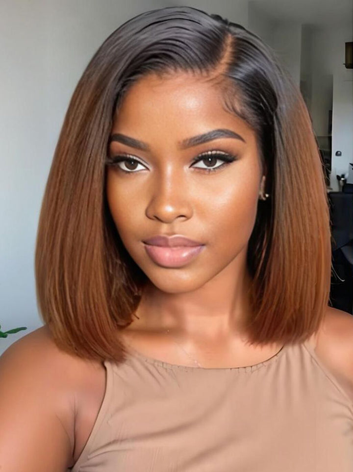 Dorsanee Ombre 1B/30 Natural Black Dark Brown Wig 4x4 13x4 Lace Front Human Hair Wigs Short Bob Wig